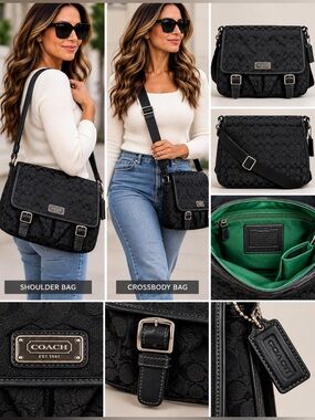 Coach Black Signature Jacquard Crossbody Bag
